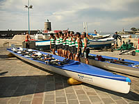Le barche da Coastal Rowing del Progetto "FIC-Carige-Prov. Imperia" nel porto di Camogli