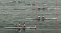 Il fotofinish della gara del doppio pl, dove l'Italia � stata superata di 3 centesimi dal Giappone, ma ha conseguito l'accesso alla finale e la certezza della qualificazione per Pechino 2008 (FISA �)