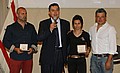 Da sinistra Lorenzo Bicchi, l'Assessore allo sport della Regione Toscana Gianni Salvadori, Milena Megli, l'olimpionico Andrea Benelli