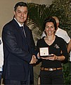 L'Assessore allo sport della Regione Toscana Gianni Salvadori con Milena Megli, vincitrice del Pegaso 2008 decretata dai giornalisti sportivi della Toscana
